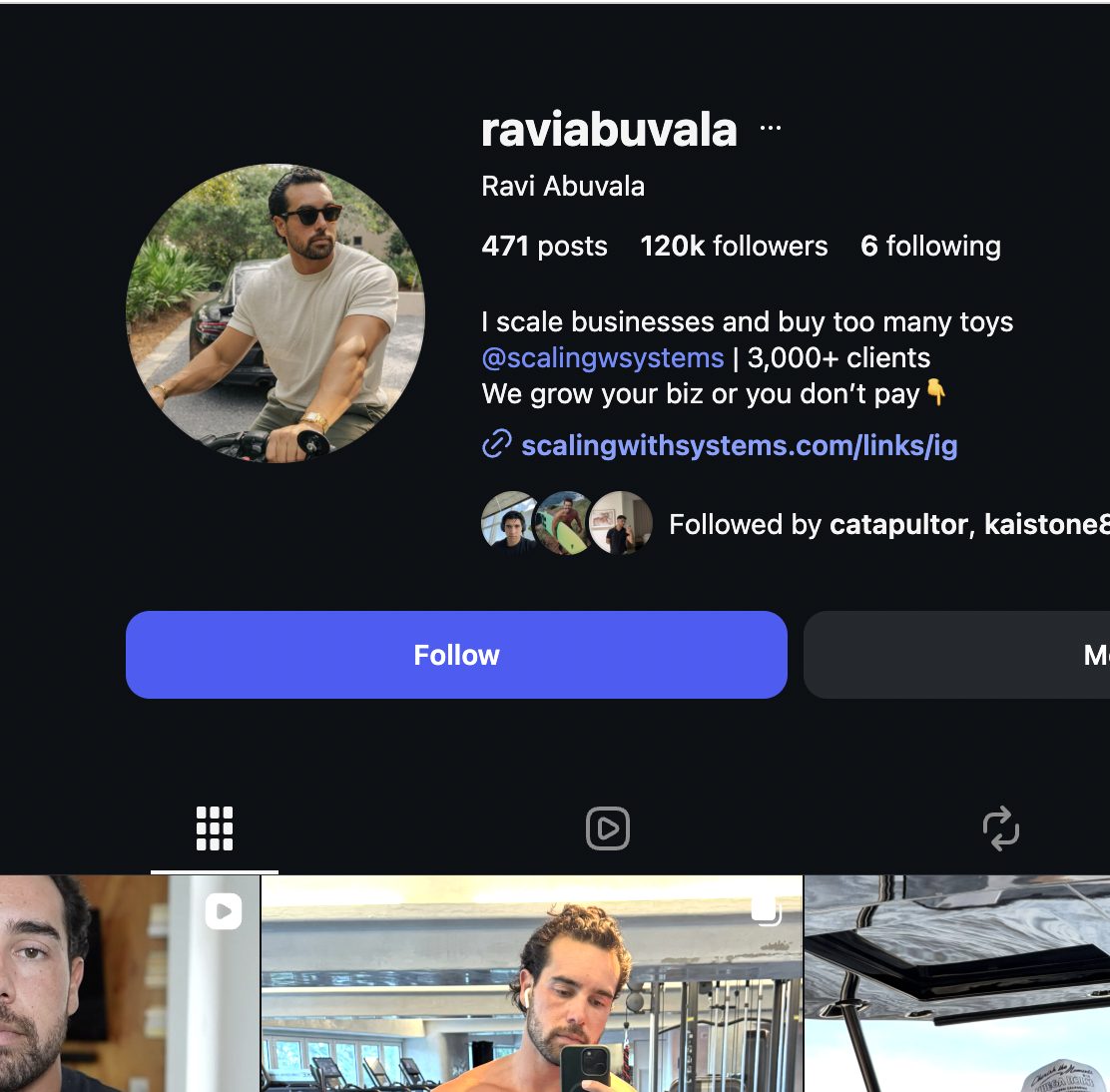 Instagram profile of Ravi Abuvala